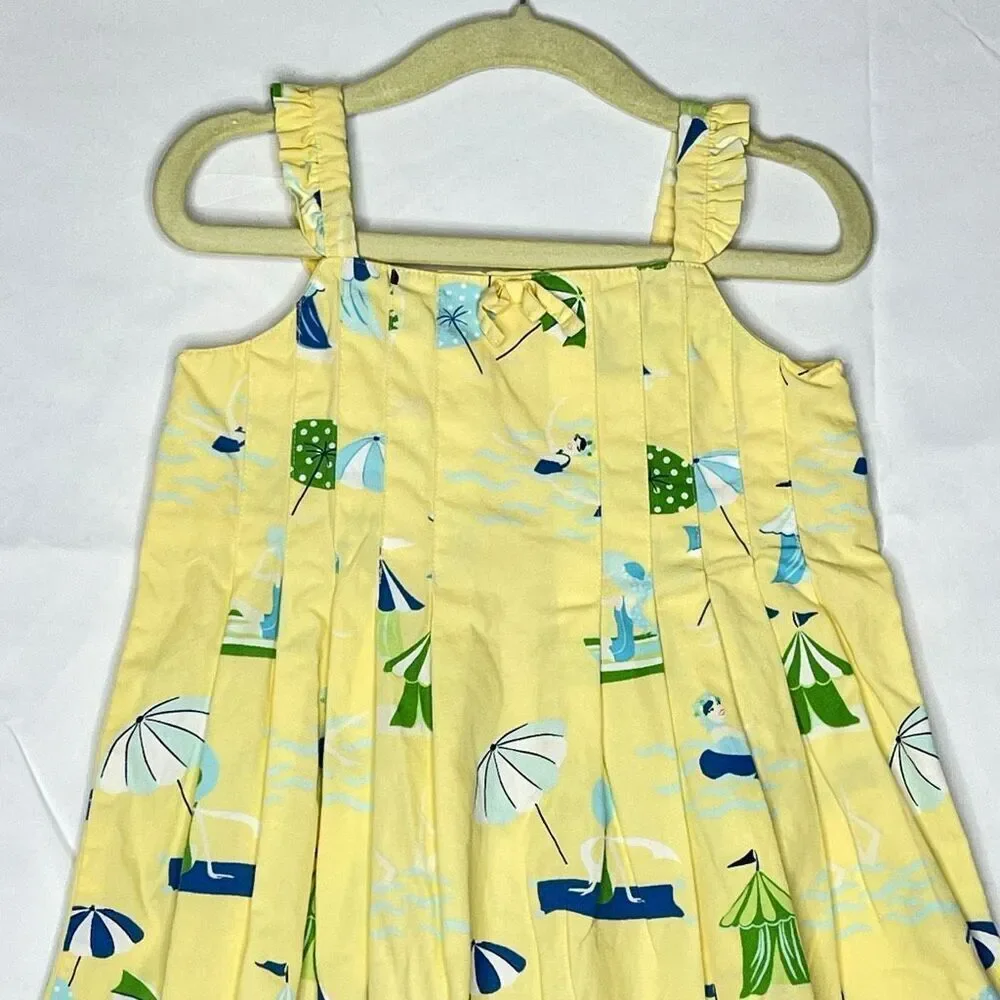 Gymboree Pool Party Yellow Summer Beach Scene Dress Vintage 2004 Girls 2T